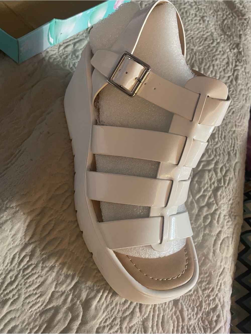 Soda White Multi-Strap Platform Sandal with Buckle
